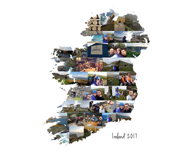 Custom Ireland Map Photo Collage Personalized Ireland Wall Etsy