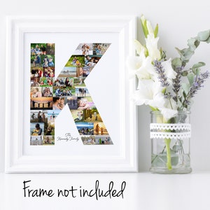 Collage de fotos de la letra K - Collage de imágenes de monograma personalizado - Regalo de boda de cumpleaños