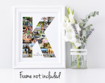 Letter K Photo Collage - Personalized Monogram Picture Collage - Birthday Wedding Gift