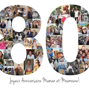 80th Birthday Gift, 80th Birthday Party Decoration - 80 Number Photo Collage - Custom Made with Your Digital Pictures! image 19