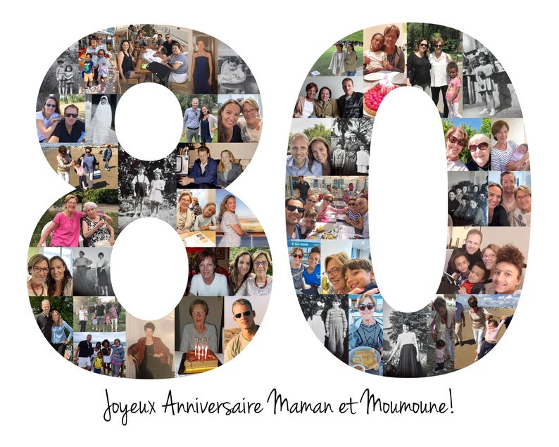 80th Birthday Gift, 80th Birthday Party Decoration - 80 Number Photo Collage - Custom Made with Your Digital Pictures! image 19