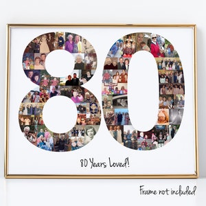 80th Birthday Gift, 80th Birthday Party Decoration - 80 Number Photo Collage - Custom Made with Your Digital Pictures!