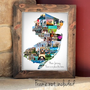 Individuelle New Jersey State Map Fotocollage - Personalisiertes Reisegeschenk aus Ihren Digitalen Bildern!