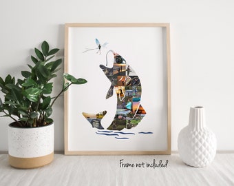 Collage de fotos de peces personalizado: regalo de Navidad o cumpleaños para él. ¡Hecho a medida con tus imágenes digitales!
