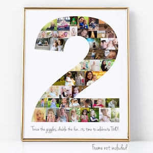 Personalized 2nd Birthday Photo Collage - Second Anniversary Gift - Party Decoration - Custom Made with your Pictures!