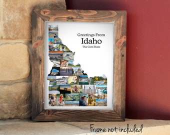 Idaho State Map Photo Collage - Personalized Idaho State Gift - Idaho Travel Gift - Custom Made with Your Digital Pictures!