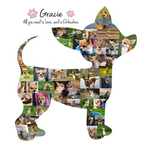 Chihuahua Photo Collage, Dog Mom Gift, Dog Memorial Gift Custom Made with your Digital Pictures image 7