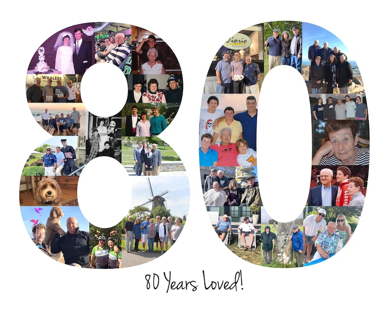 80th Birthday Gift, 80th Birthday Party Decoration - 80 Number Photo Collage - Custom Made with Your Digital Pictures! image 13