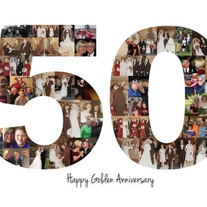 Personalized 50th Birthday Photo Collage Gift 50th Anniversary Party Decoration image 7