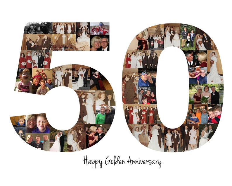 Personalized 50th Birthday Photo Collage Gift 50th Anniversary Party Decoration image 7