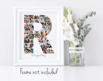 Letter R Photo Collage - Personalized Monogram Picture Collage - Birthday Wedding Gift
