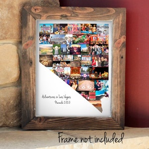 Impression d'art mural carte de l'État du Nevada personnalisée, collage photo personnalisé du Nevada - réalisé avec vos photos numériques !