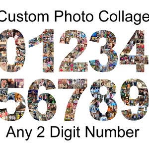 Number Photo Collage - Any 2 Digit Number - Custom Birthday Gift / Party Decoration Made with Your Digital Pictures!