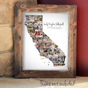 Custom California State Map Wall Art Print, Personalized California Photo Collage