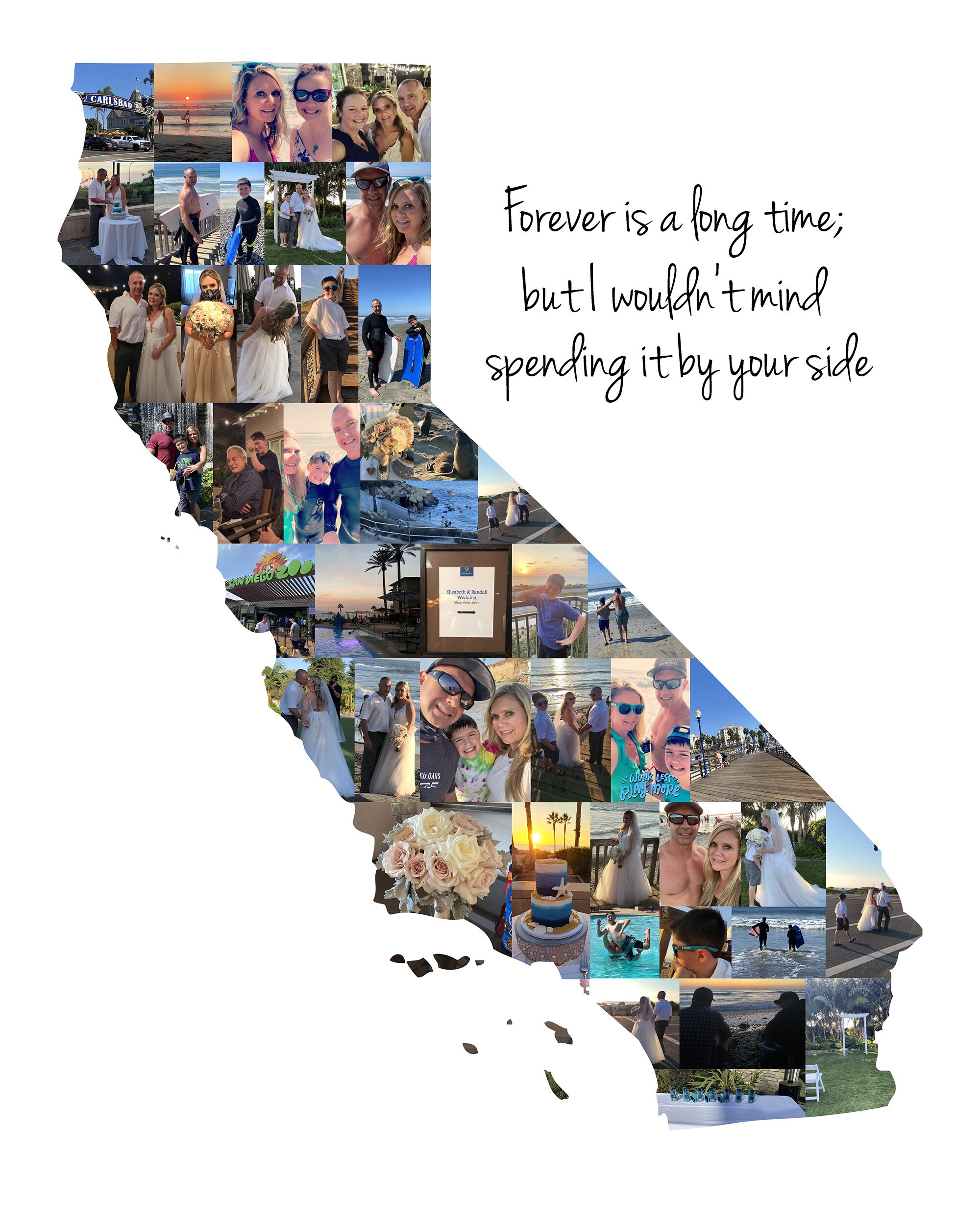 Custom California State Map Wall Art Print, Personalized California