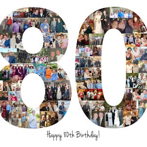 80th Birthday Gift, 80th Birthday Party Decoration - 80 Number Photo Collage - Custom Made with Your Digital Pictures! image 17