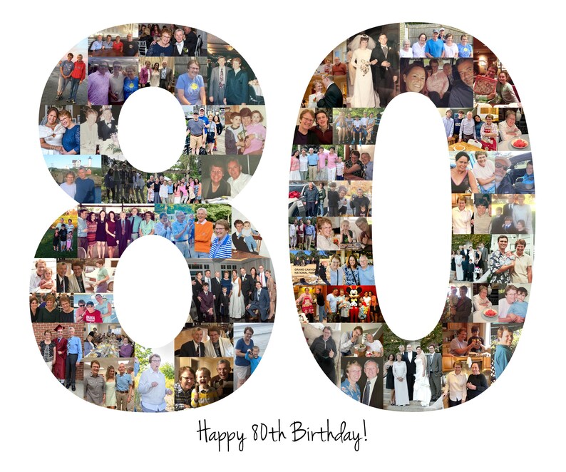80th Birthday Gift, 80th Birthday Party Decoration - 80 Number Photo Collage - Custom Made with Your Digital Pictures! image 17