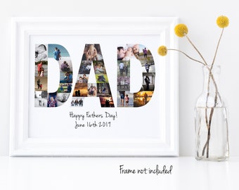Personalisierte Vatertags Geschenk, Papa Foto Collage - Individuell angefertigt aus Ihren Digitalen Bildern
