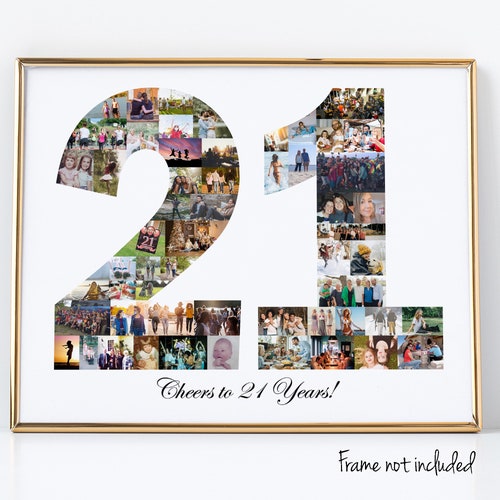 21st Birthday Gift for Her Personalized 21 Photo Collage Etsy