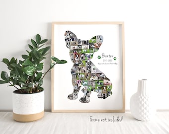 French Bulldog Photo Collage, Frenchie Dog Mom Gift, Pet Memorial Gift - Custom Made with your Digital Pictures!