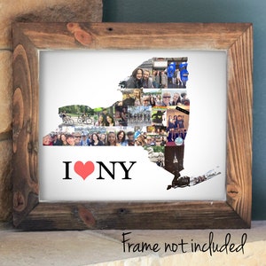 Personalisierte Housewarming Geschenk, New York State Map Fotocollage - Individuell angefertigt mit Ihren Digitalen Bildern