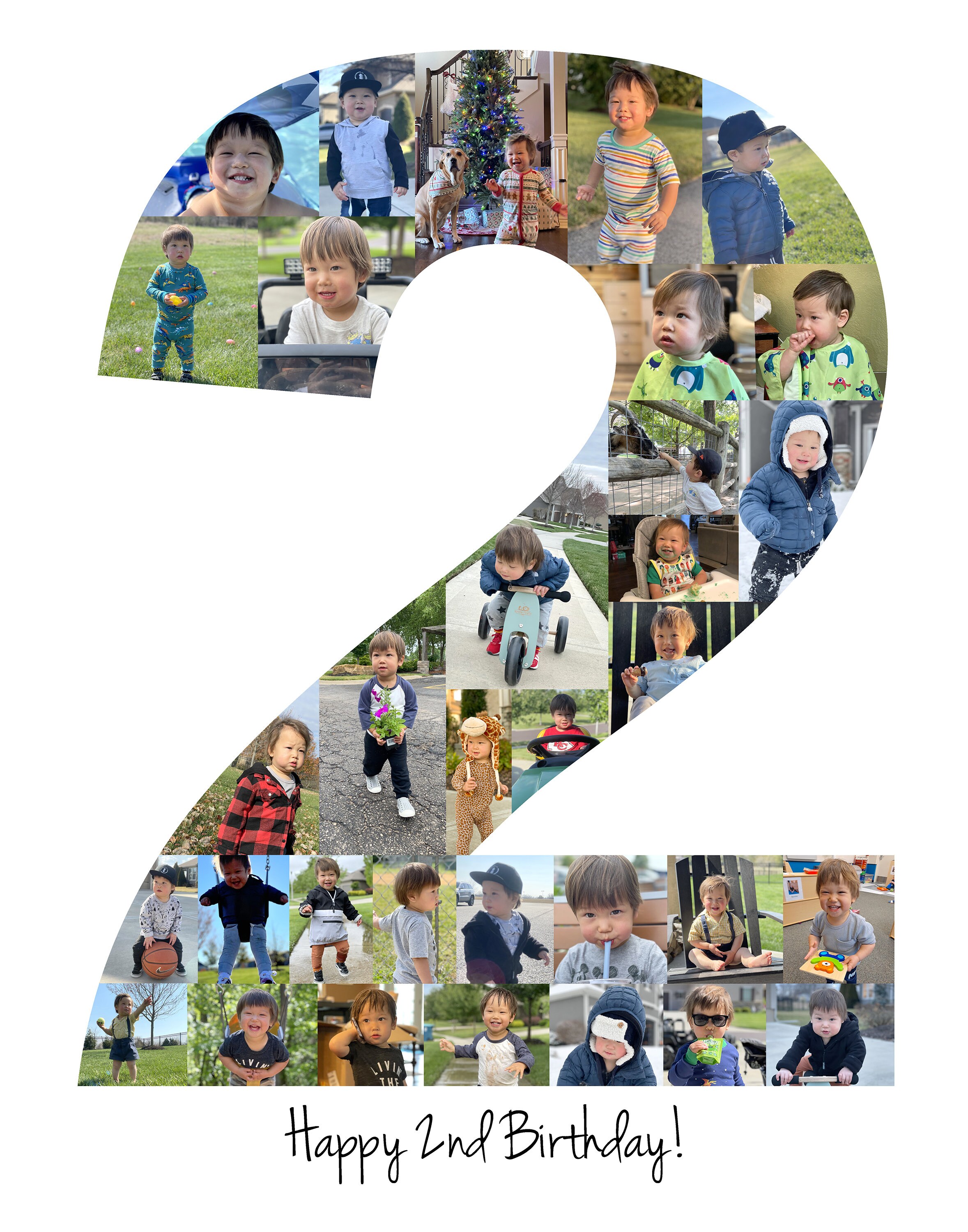 Personalized 2nd Birthday Photo Collage - Second Anniversary Gift ...