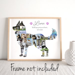 Siberian Husky Photo Collage, Huskie Dog Mom Gift, Pet Memorial Gift - Custom Made with your Digital Pictures!