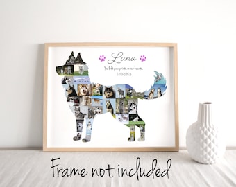 Personalized Siberian Husky Photo Collage, Pet Memorial Gift - Custom Made with your Digital Pictures!