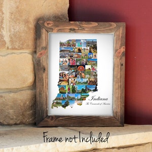 Indiana Map Photo Collage, US State Vacation Souvenir Wall Art Decor, Housewarming Gift - Custom Made with your Digital Pictures!