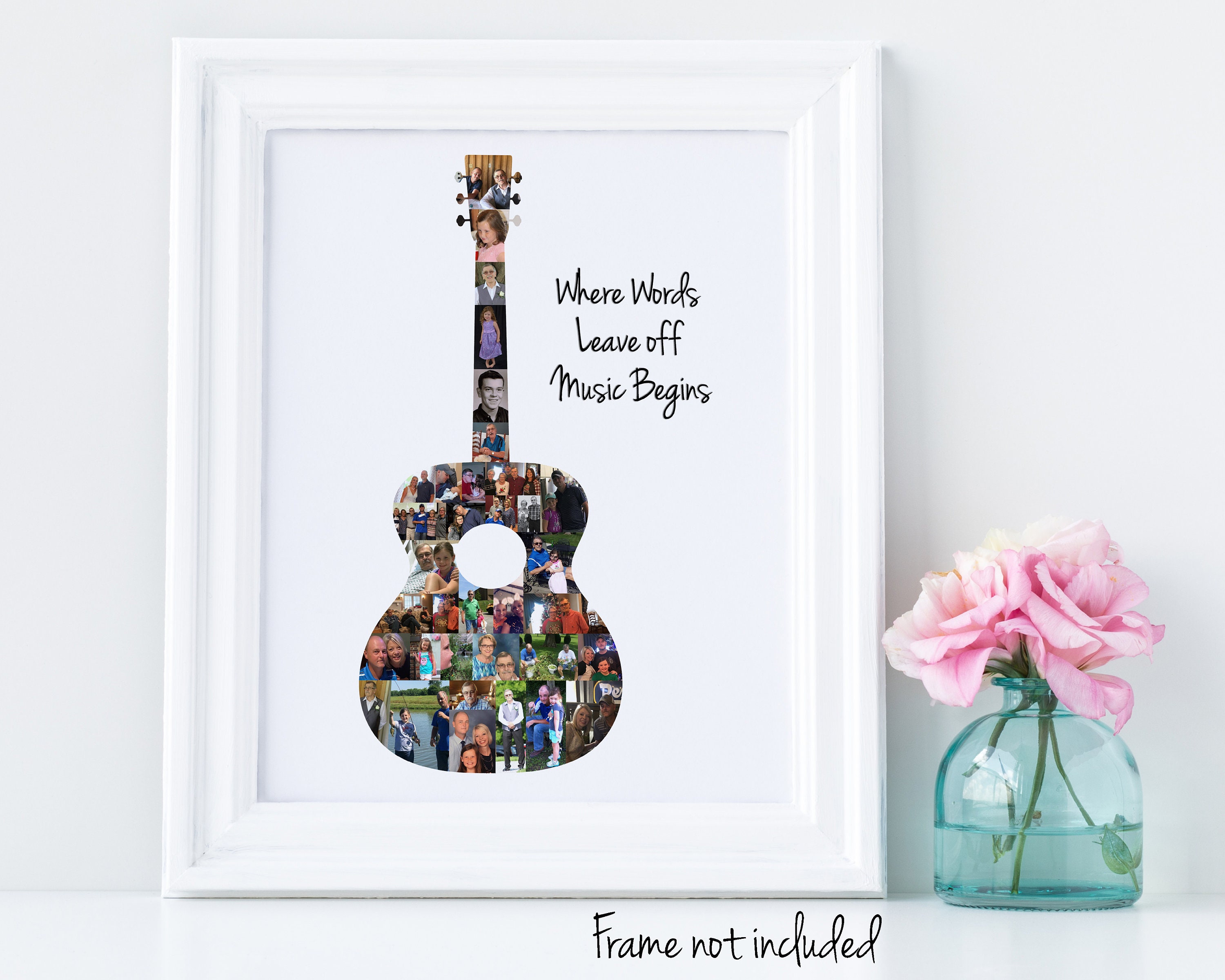 Custom Guitar Photo Collage Music Lover Gift Personalized Etsy