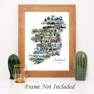 Collage de fotos del mapa de Irlanda, impresión artística de pared personalizada de Irlanda: ¡hecha a medida a partir de tus imágenes digitales!