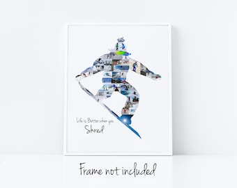 Snowboarding Photo Collage - Personalized with your Digital Photographs - Birthday Gift for Snowboarder