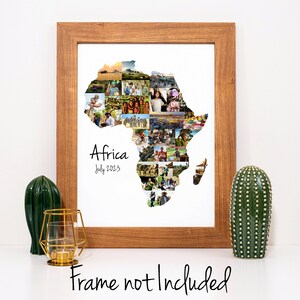 Collage de fotos del mapa de África: regalo de recuerdo de vacaciones de viaje personalizado: ¡collage de fotos personalizado hecho con tus imágenes!