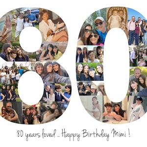 80th Birthday Gift, 80th Birthday Party Decoration - 80 Number Photo Collage - Custom Made with Your Digital Pictures! image 20