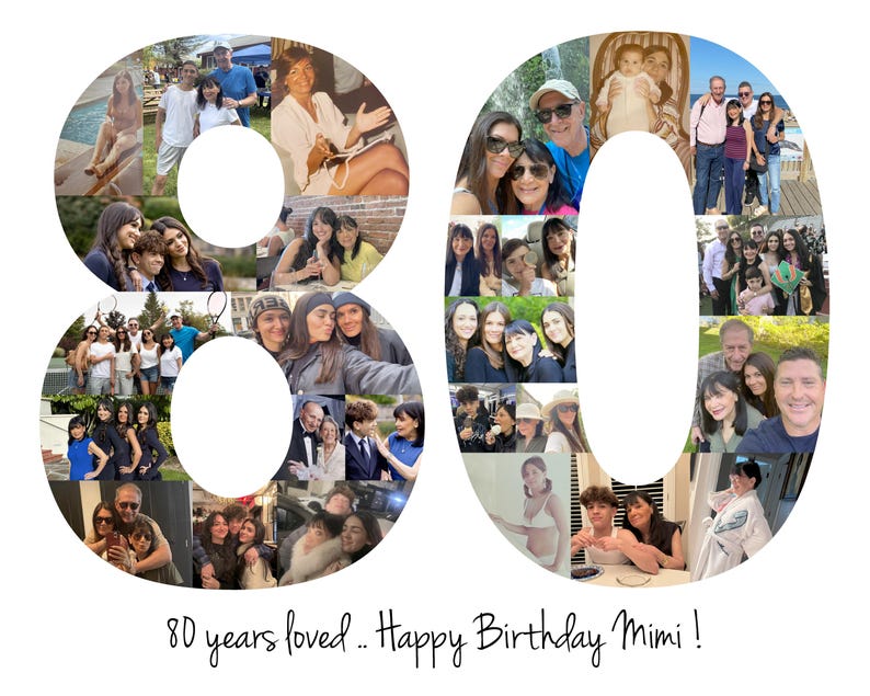 80th Birthday Gift, 80th Birthday Party Decoration - 80 Number Photo Collage - Custom Made with Your Digital Pictures! image 20