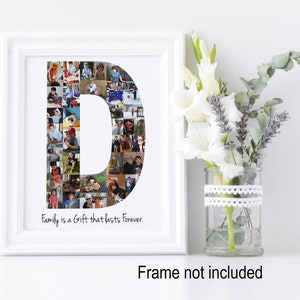 Collage de fotos de la letra D - Collage de imágenes de monograma personalizado - Regalo de boda de cumpleaños