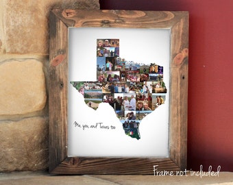 Personalisierte Texas State Karte Foto Collage Andenken Geschenk - Umzug oder Housewarming Geschenk