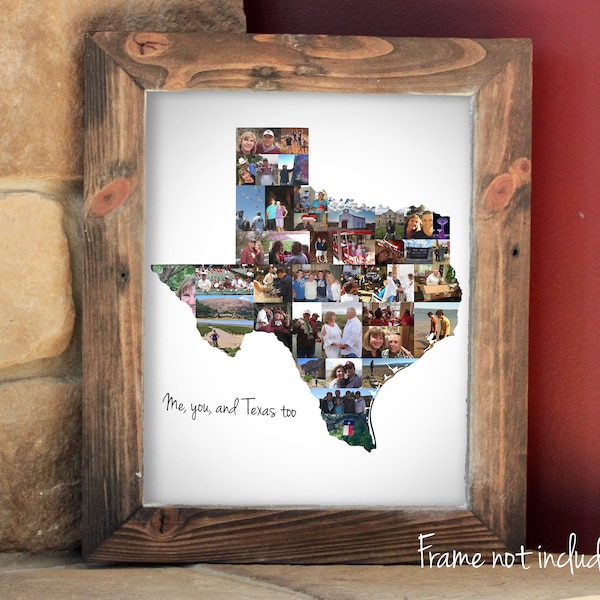 Personalized Texas State Map Photo Collage Gift