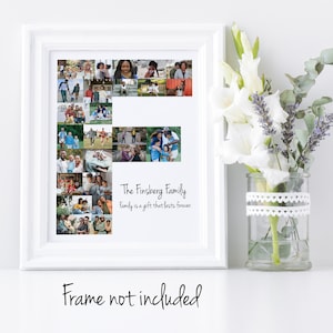 Collage de fotos con la letra F - Collage de fotos con monograma personalizado - Regalo de cumpleaños o boda