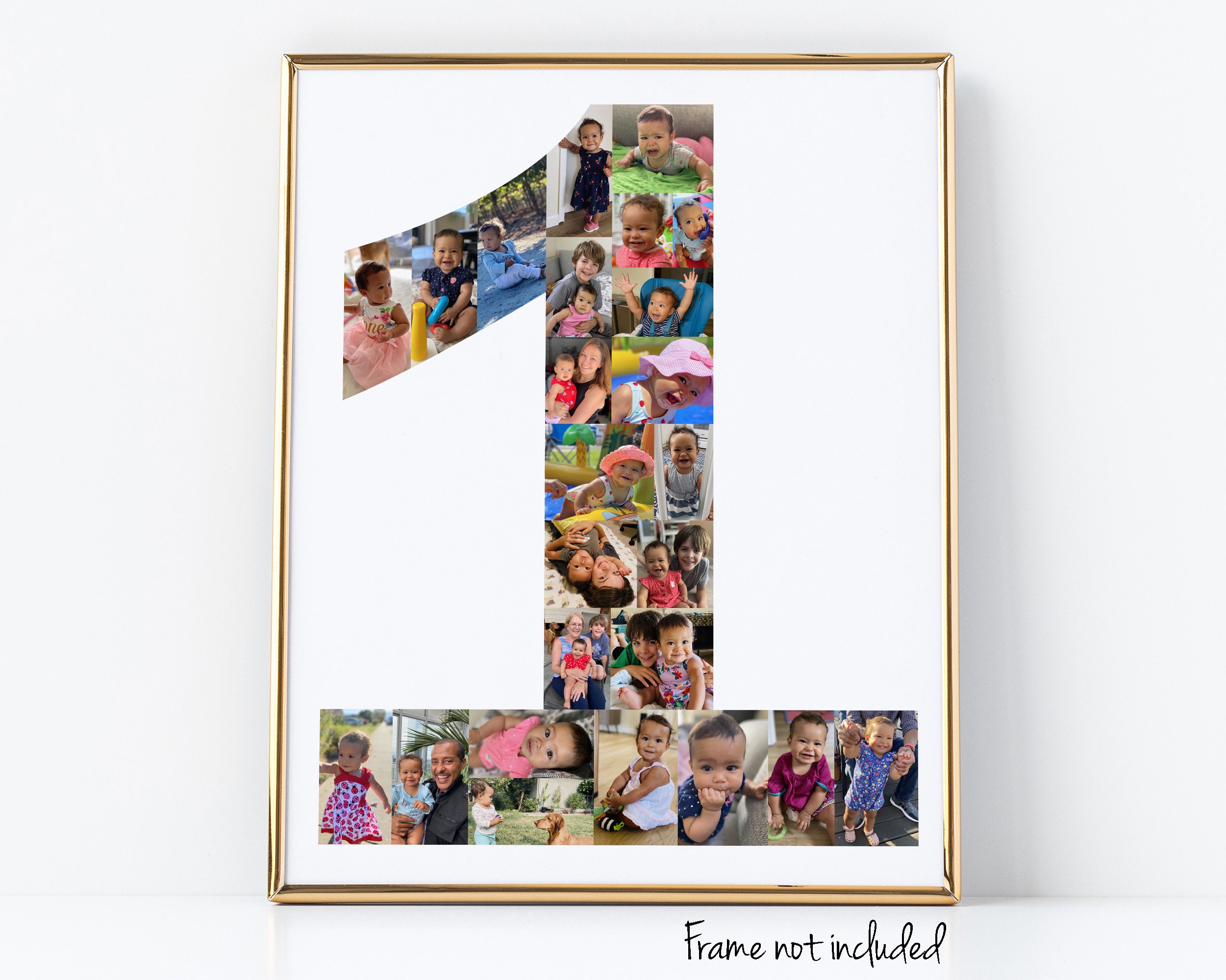 Baby's First Birthday Gift, Personalized Number 1 Photo Collage