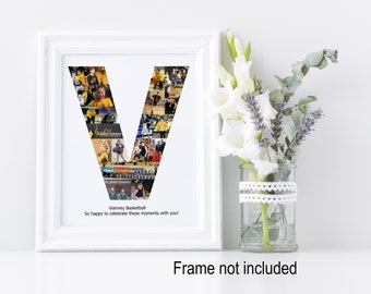Letter V Photo Collage - Personalized Monogram Picture Collage - Birthday Wedding Gift