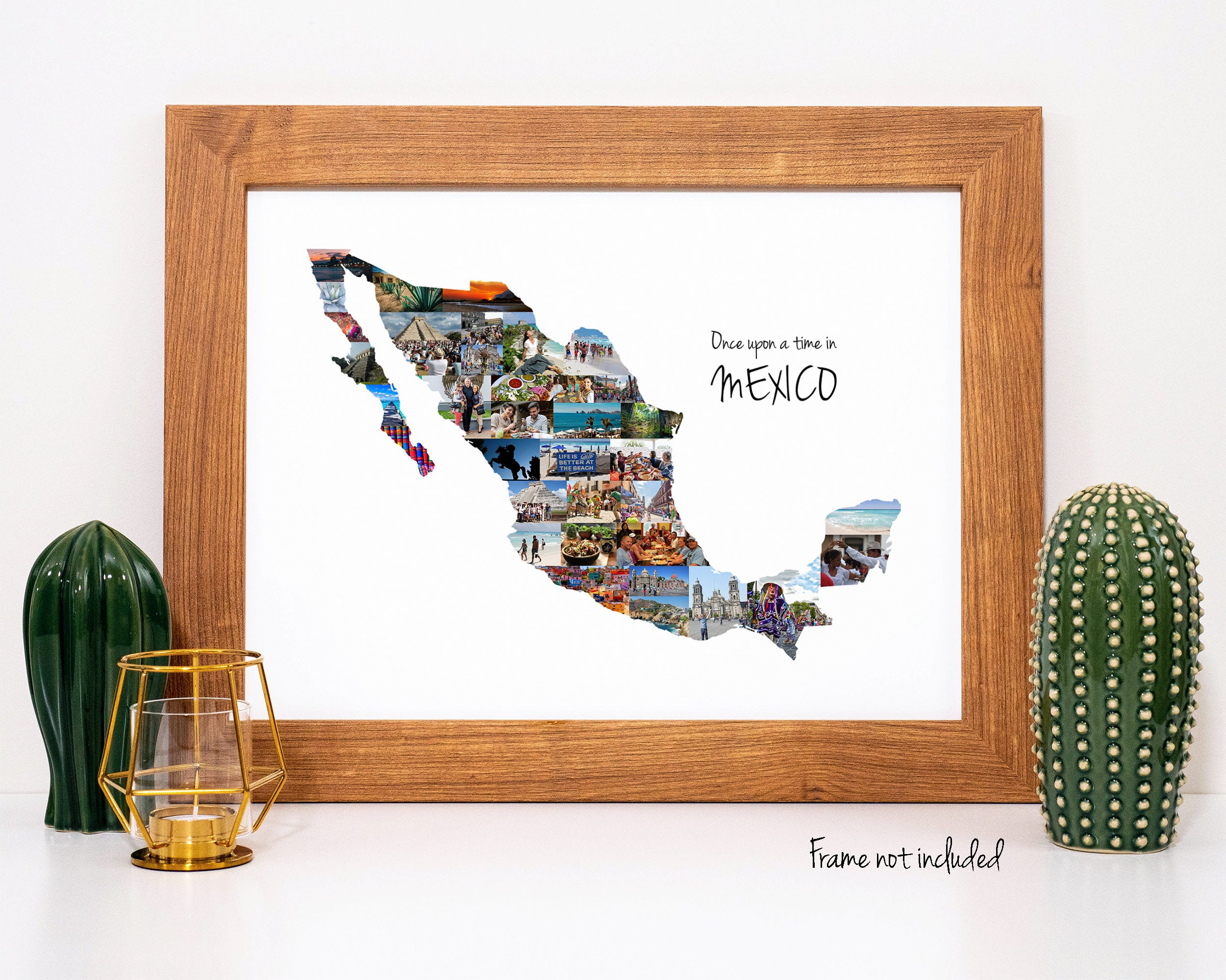 Mapa personalizado de México Arte mural regalo de collage de - Etsy España