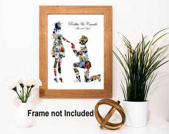 Wedding Engagement Gift - Personalized Proposal Photo Collage - Custom Made with your Digital Pictures!