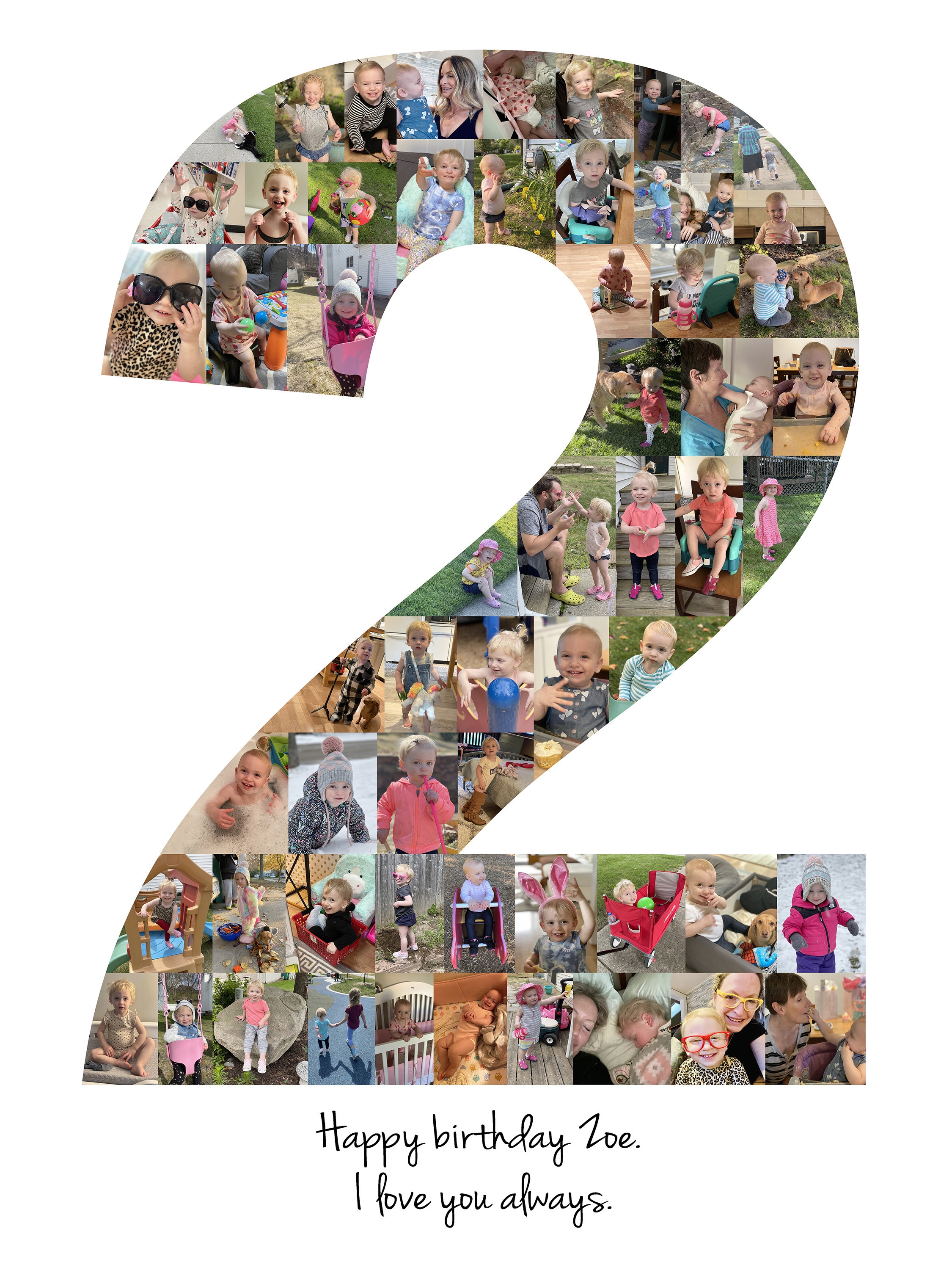 Personalized 2nd Birthday Photo Collage - Second Anniversary Gift ...