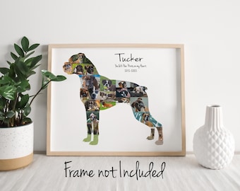Boxer Dog Photo Collage, Dog Mom Pet Memorial Gift - Personalized and Custom Made with your Digital Pictures!