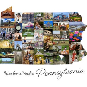 Pennsylvania Map Photo Collage, Personalized State Wall Art Gift Custom Made with Your Digital Pictures image 3