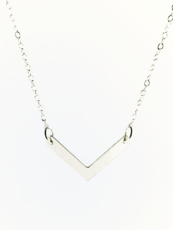 Large Chevron Pendant Layered Necklace Minimalist Chic Jewelry Sterling Silver Chevron Necklace Geometric Necklace Adjustable Necklace.