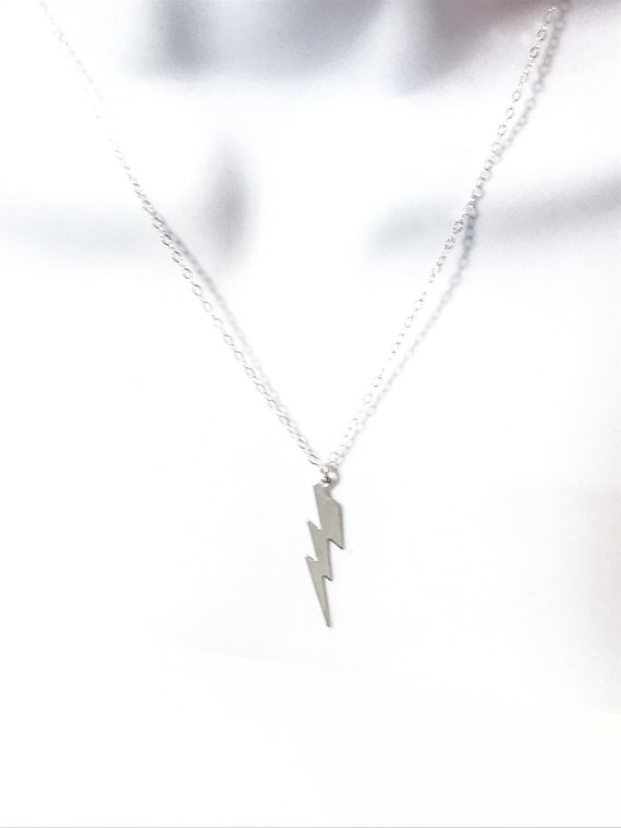 Lightning Bolt Necklace Silver Thunder