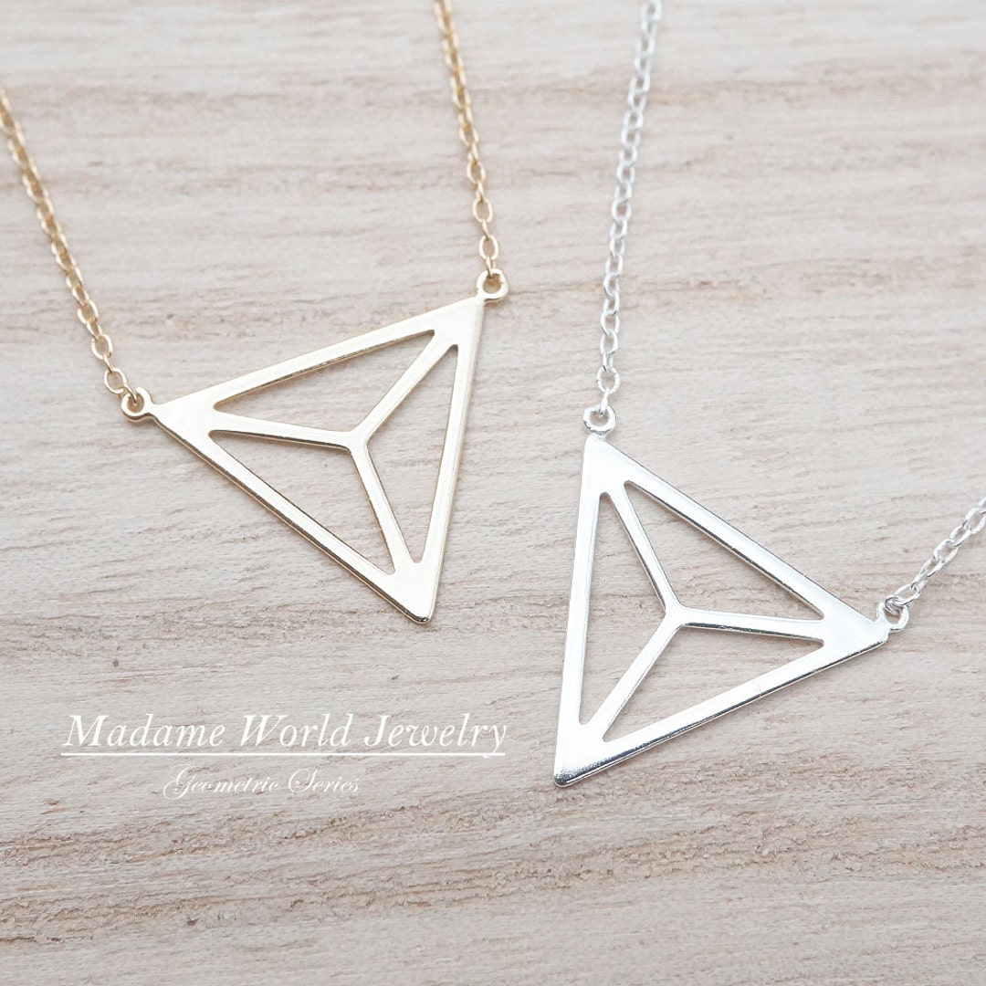 Sterling Silver Upside Down Triangle With Pyramid Illusion - Etsy