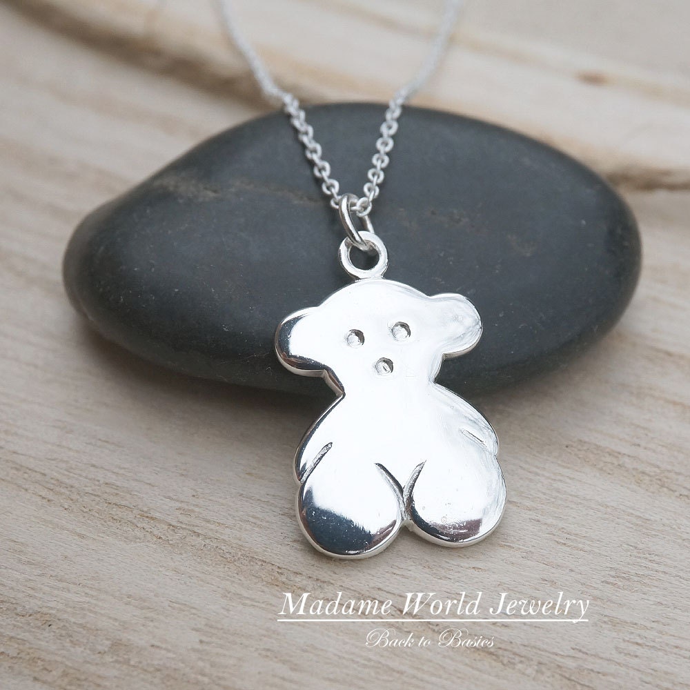 Sterling Silver Teddy Bear Pendant Necklace Dainty Teddy Bear Necklace Cute  Teddy Pendant Charm - Etsy Denmark